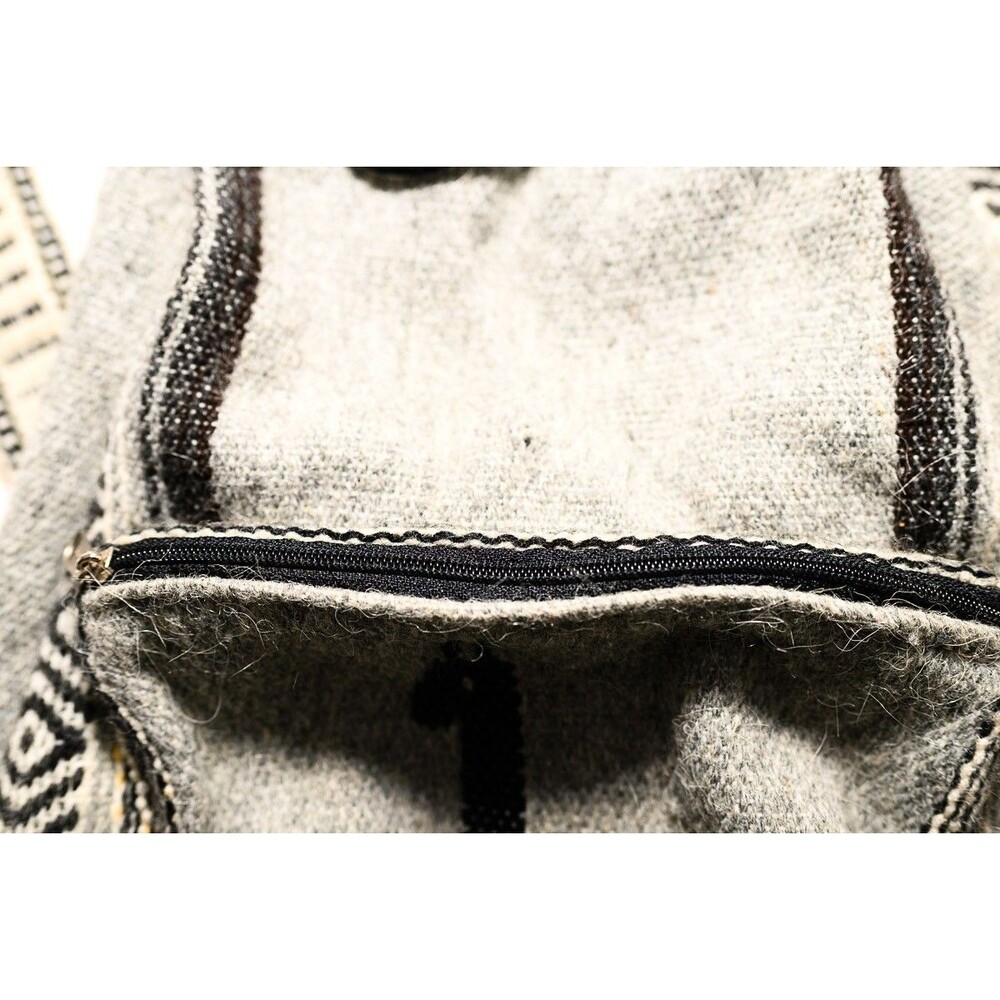 Peruvian‎ Woven Backpack Native Inca Llama Light Gray Drawstring boho - Picture 2 of 5